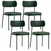 Kit 04 Cadeiras Decorativas Estofada Para Sala Jantar Melina F01 Sintético Verde Musgo - Lyam Decor