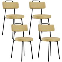 Kit 04 Cadeiras Decorativas Estofada Sala De Jantar Barcelona L02 material sintético Casco Fendi - Lyam Decor Kit 04 Cadeiras Decorativas Estofada Sala De Jantar Barcelona L02 material sintético Casco Fendi - Lyam Decor