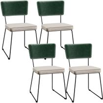 Kit 04 Cadeiras Decorativas Estofada Sala Jantar Allana L02 Facto Verde Musgo Linho Cru - Lyam Decor
