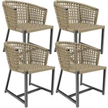 Kit 04 Cadeiras Decorativas Para Área Gourmet Cozinha Corda Náutica Belize D04 Bege - Lyam Decor
