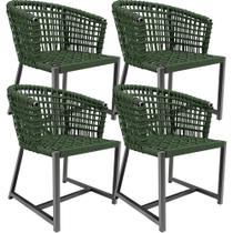 Kit 04 Cadeiras Decorativas Para Área Gourmet Cozinha Corda Náutica Belize D04 Verde - Lyam Decor