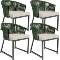 Kit 04 Cadeiras Decorativas Para Área Gourmet Cozinha Corda Náutica Bethari D04 Verde - Lyam Decor