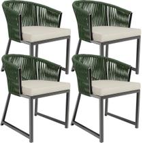 Kit 04 Cadeiras Decorativas Para Área Gourmet Cozinha Corda Náutica Bethari D04 Verde - Lyam Decor Kit 04 Cadeiras Decorativas Para Área Gourmet Cozinha Corda Náutica Bethari D04 Verde - Lyam Decor