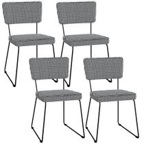 Kit 04 Cadeiras Decorativas Para Sala De Jantar Allana L02 Pied Poule - Lyam Decor