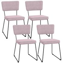 Kit 04 Cadeiras Decorativas Para Sala De Jantar Allana L02 Suede Rosê - Lyam Decor