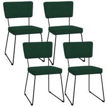 Kit 04 Cadeiras Decorativas Para Sala De Jantar Allana L02 Suede Verde Musgo - Lyam Decor