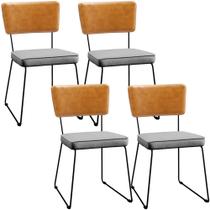 Kit 04 Cadeiras Decorativas Sala De Jantar Allana L02 Sintético Whisky Linho Cinza - Lyam Decor Kit 04 Cadeiras Decorativas Sala De Jantar Allana L02 Sintético Whisky Linho Cinza - Lyam Decor