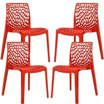 Kit 04 Cadeiras Decorativas Sala de Jantar Gruvyer F03 Vermelho - Lyam Decor