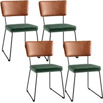Kit 04 Cadeiras Decorativas Sala Jantar Allana L02 Sintético Camel Facto Verde Musgo - Lyam Decor