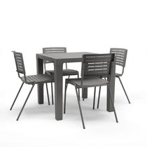 Kit 04 Cadeiras e 01 Mesa Multiuso Niala Plaxmetal Basalto(Cinza)