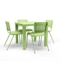 Kit 04 Cadeiras e 01 Mesa Multiuso Niala Plaxmetal NR17 Verde Kit 04 Cadeiras e 01 Mesa Multiuso Niala Plaxmetal NR17 Verde