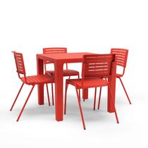 Kit 04 Cadeiras e 01 Mesa Multiuso Niala Plaxmetal NR17 Vermelho
