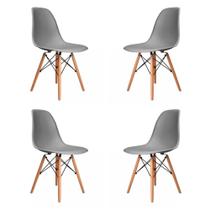 Kit 04 Cadeiras Eames Eiffel PP Cinza Base Madeira - 73127