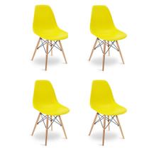 Kit 04 Cadeiras Eiffel Charles Eames Base Madeira Sala de Jantar Amarelo - SSX Multicoisas