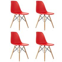 Kit 04 Cadeiras Eiffel Charles Eames Base Madeira Sala de Jantar Vermelho - SSX Multicoisas