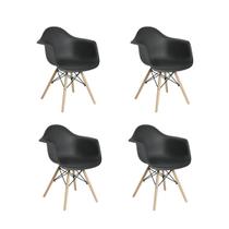 Kit 04 Cadeiras Eiffel Com Braços Preto Mor
