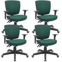 Kit 04 Cadeiras Escritório Executiva Office Giratória Preto Baixa Flexi P03 Poliéster Verde -Lyam Kit 04 Cadeiras Escritório Executiva Office Giratória Preto Baixa Flexi P03 Poliéster Verde -Lyam