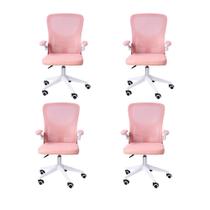 Kit 04 Cadeiras Escritório Rodizio Office Bytes Rosa