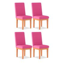 Kit 04 Cadeiras Estofada Alice Para Mesa de Jantar Suede Pink - Madeira Prima Deccor