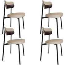 Kit 04 Cadeiras Estofada Para Sala De Jantar Astrid Preto C01 Linho Areia material sintético Café - Lyam Decor Kit 04 Cadeiras Estofada Para Sala De Jantar Astrid Preto C01 Linho Areia material sintético Café - Lyam Decor