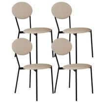 Kit 04 Cadeiras Estofada Para Sala De Jantar Azuri Preto C01 Linho Areia - Lyam Decor