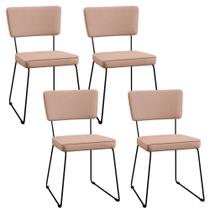 Kit 04 Cadeiras Estofada Para Sala De Jantar Base Aço Rosê Kit 04 Cadeiras Estofada Para Sala De Jantar Base Aço Rosê