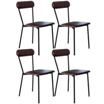 Kit 04 Cadeiras Estofada Para Sala De Jantar Liora Preto C01 material sintético Café - Lyam Decor