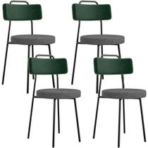 Kit 04 Cadeiras Estofada Sala De Jantar Barcelona L02 Facto Verde Musgo Linho Cinza Escuro - Lyam Kit 04 Cadeiras Estofada Sala De Jantar Barcelona L02 Facto Verde Musgo Linho Cinza Escuro - Lyam