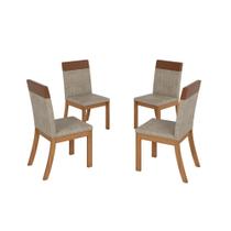 Kit 04 Cadeiras Estofadas para Mesa de Jantar Isa Plus S43 Nature Corano Caramelo Creme - Henn