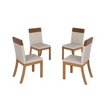 Kit 04 Cadeiras Estofadas para Mesa de Jantar Isa Plus S43 Nature Corano Caramelo Linho - Henn