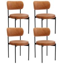 Kit 04 Cadeiras Estofadas Para Sala De Jantar Louvre L02 material sintético Canela - Lyam Decor