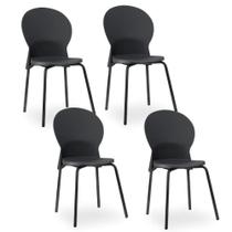Kit 04 Cadeiras Fixa Base Preta Luna F02 Preto - Lyam Decor Kit 04 Cadeiras Fixa Base Preta Luna F02 Preto - Lyam Decor