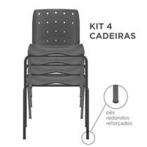 KIT 04 Cadeiras Fixas Ergoplax Slim 4 Pés Preta Plaxmetal KIT 04 Cadeiras Fixas Ergoplax Slim 4 Pés Preta Plaxmetal