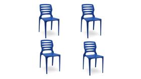 Kit 04 Cadeiras Fixas Ville Plaxmetal Polipropileno Azul Bic