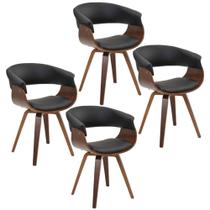 Kit 04 Cadeiras Giratória Decorativa para Escritório Home Office Ohana PU Sintético Preto - Gran Belo