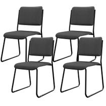 Kit 04 Cadeiras Hoteleira Auditório Empilhável Inter L02 Crepe Cinza - Lyam Decor