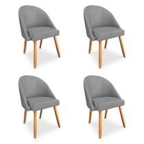 Kit 04 Cadeiras Jantar Bela Suede Grafite Pés Palito Castanho - Pallazio