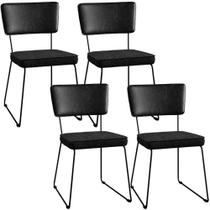 Kit 04 Cadeiras L02 material sintético Preto Linho Chumbo Kit 04 Cadeiras L02 material sintético Preto Linho Chumbo