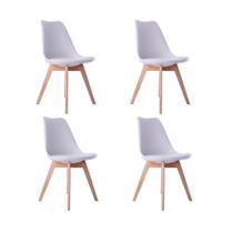 Kit 04 Cadeiras Leda Eames Jantar Cozinha com Assento Estofado Branco