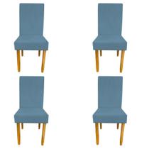 Kit 04 Cadeiras Luxo Mila Sued Azul Tiffany - D'Classe Decor