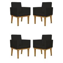 Kit 04 Cadeiras material sintético Cor preto