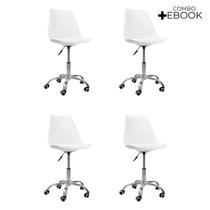 Kit 04 Cadeiras Office Base Cromada Giratória Saarinen com Ebook
