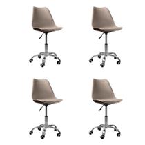 Kit 04 Cadeiras Office Base Cromada Giratória Saarinen