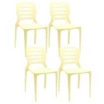 Kit 04 Cadeiras Para Cozinha Área Gourmet Jardim Empilhável Larsen P03 Amarelo - Lyam Decor Kit 04 Cadeiras Para Cozinha Área Gourmet Jardim Empilhável Larsen P03 Amarelo - Lyam Decor