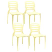 Kit 04 Cadeiras Para Cozinha Área Gourmet Jardim Empilhável Larsen P03 Amarelo - Lyam Decor Kit 04 Cadeiras Para Cozinha Área Gourmet Jardim Empilhável Larsen P03 Amarelo - Lyam Decor