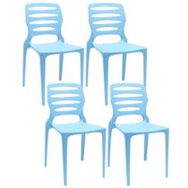 Kit 04 Cadeiras Para Cozinha Área Gourmet Jardim Empilhável Larsen P03 Azul Celeste - Lyam Decor Kit 04 Cadeiras Para Cozinha Área Gourmet Jardim Empilhável Larsen P03 Azul Celeste - Lyam Decor