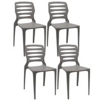 Kit 04 Cadeiras Para Cozinha Área Gourmet Jardim Empilhável Larsen P03 Basalto - Lyam Decor Kit 04 Cadeiras Para Cozinha Área Gourmet Jardim Empilhável Larsen P03 Basalto - Lyam Decor