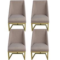 Kit 04 Cadeiras Para Sala de Jantar Ana Base de Ferro Linho Bege - D'Classe Decor