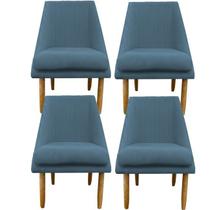 kit 04 Cadeiras Para Sala De Jantar Ana Pés Palito Suede Azul Tiffany - D'Classe Decor