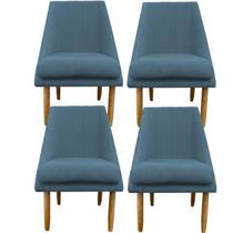 kit 04 Cadeiras Para Sala De Jantar Ana Pés Palito Suede Azul Turquesa - D'Classe Decor